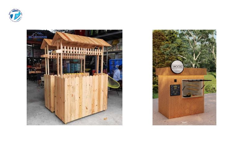 Quầy bán hàng di động bằng gỗ pallet mộc mạc